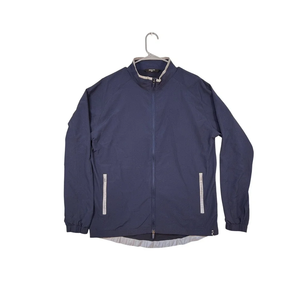 Kenneth Cole Golf Jacket Medium Mens Full Zip Windbreaker Navy Blue